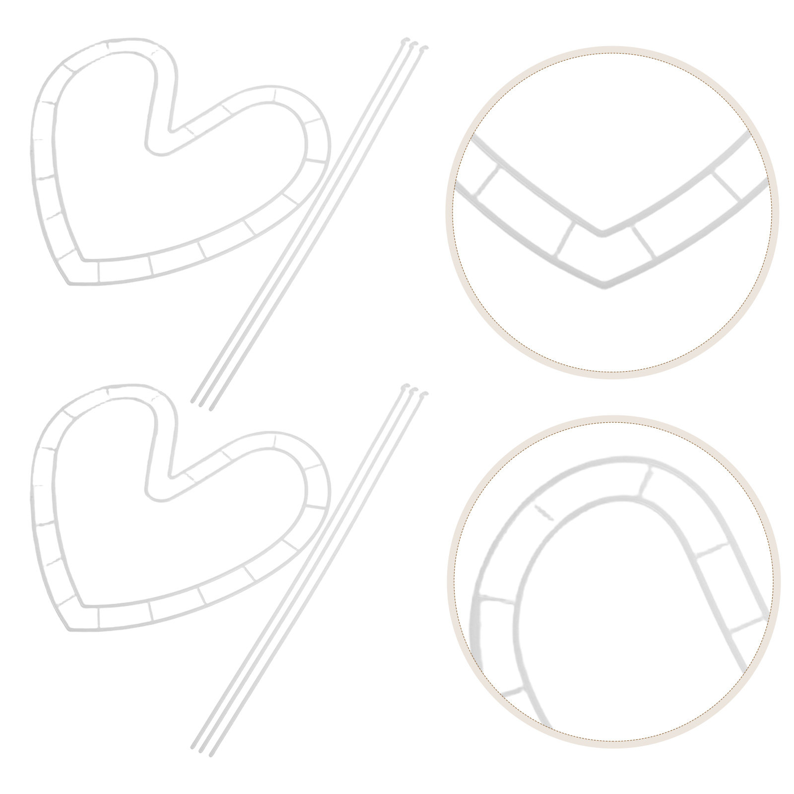 Wedding Floral Supply - 10 Sets Hochzeitsstrauß-Former Herzförmiger Blumenhalter Metallrahmen