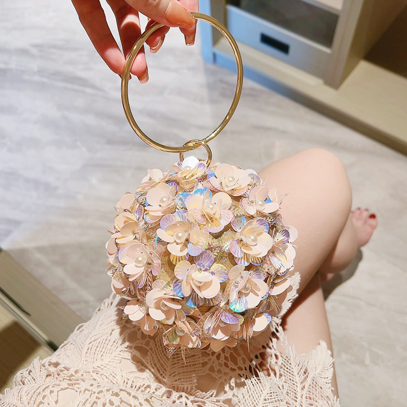 Wedding Vendor - Mini-Abendtasche mit Pailletten und Blumen, elegante
